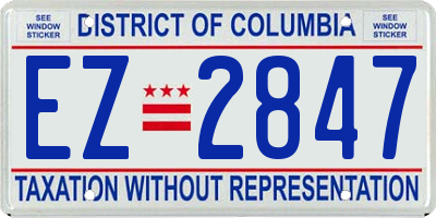 DC license plate EZ2847