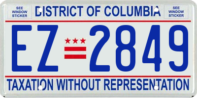 DC license plate EZ2849