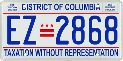 DC license plate EZ2868