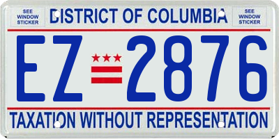 DC license plate EZ2876