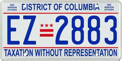 DC license plate EZ2883