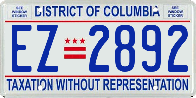 DC license plate EZ2892