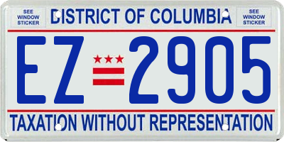 DC license plate EZ2905