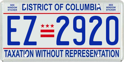 DC license plate EZ2920