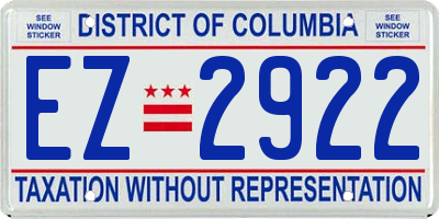 DC license plate EZ2922