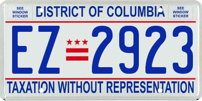 DC license plate EZ2923