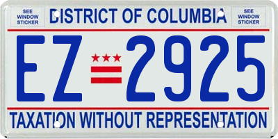 DC license plate EZ2925