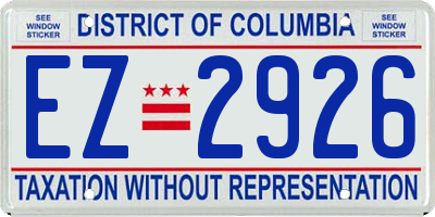 DC license plate EZ2926