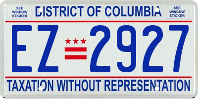 DC license plate EZ2927