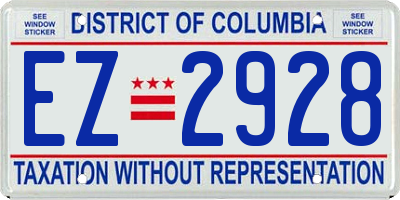 DC license plate EZ2928