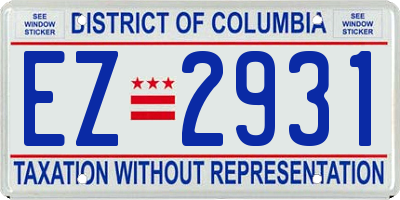 DC license plate EZ2931