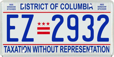 DC license plate EZ2932