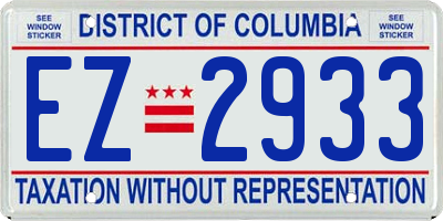 DC license plate EZ2933