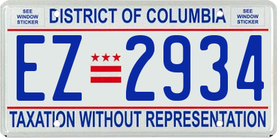 DC license plate EZ2934