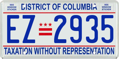 DC license plate EZ2935