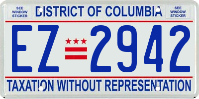 DC license plate EZ2942