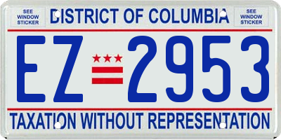 DC license plate EZ2953