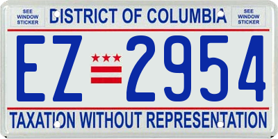 DC license plate EZ2954