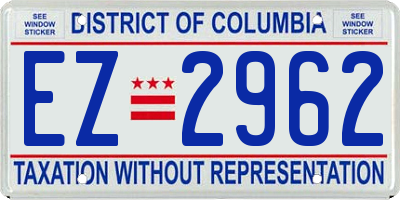 DC license plate EZ2962