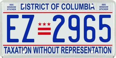 DC license plate EZ2965