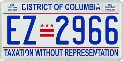 DC license plate EZ2966