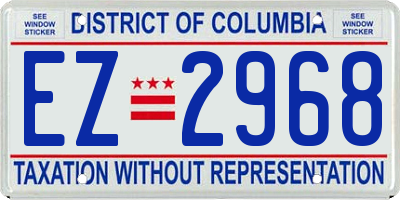 DC license plate EZ2968