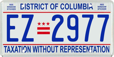 DC license plate EZ2977