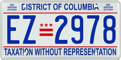 DC license plate EZ2978