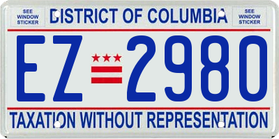 DC license plate EZ2980