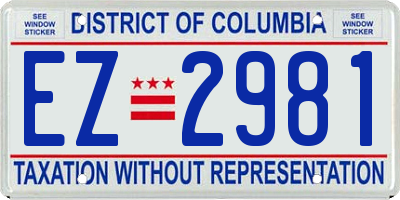 DC license plate EZ2981