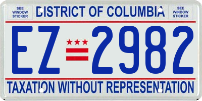 DC license plate EZ2982