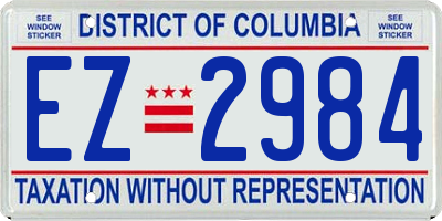 DC license plate EZ2984