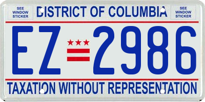 DC license plate EZ2986