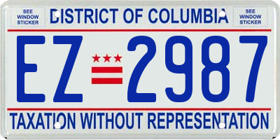 DC license plate EZ2987