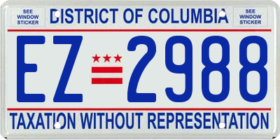 DC license plate EZ2988