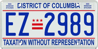 DC license plate EZ2989