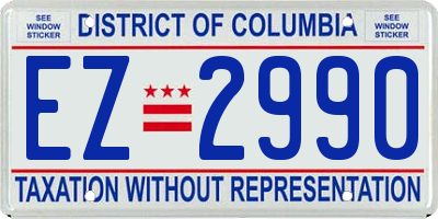 DC license plate EZ2990