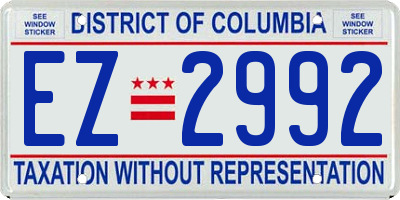 DC license plate EZ2992