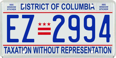 DC license plate EZ2994