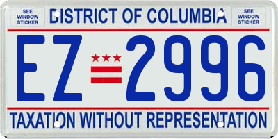 DC license plate EZ2996