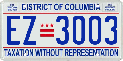 DC license plate EZ3003