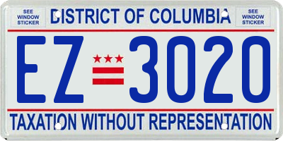 DC license plate EZ3020