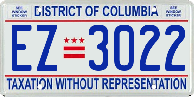 DC license plate EZ3022