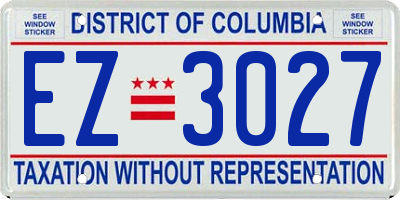 DC license plate EZ3027