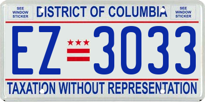 DC license plate EZ3033