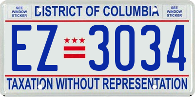 DC license plate EZ3034