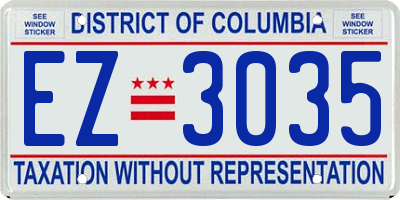 DC license plate EZ3035