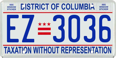 DC license plate EZ3036