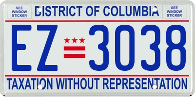 DC license plate EZ3038