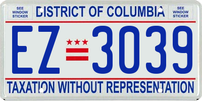 DC license plate EZ3039